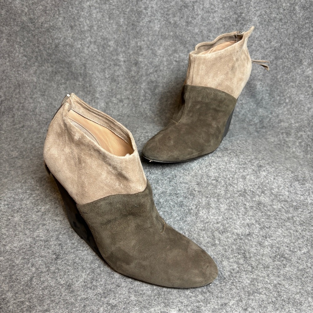 Jean-Michel Cazabat Tan Rica Suede‎ Colorblock Wedge Ankle Boots Womens 8.5 US